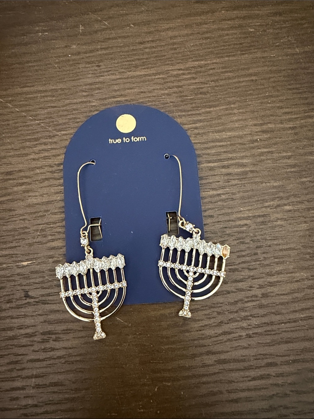 Silver-Tone Menorah Drop Earrings with Rhinestones nwt
